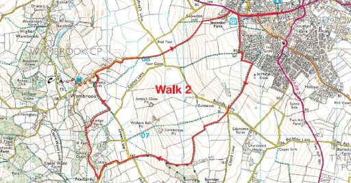 Chard to Wambrook map