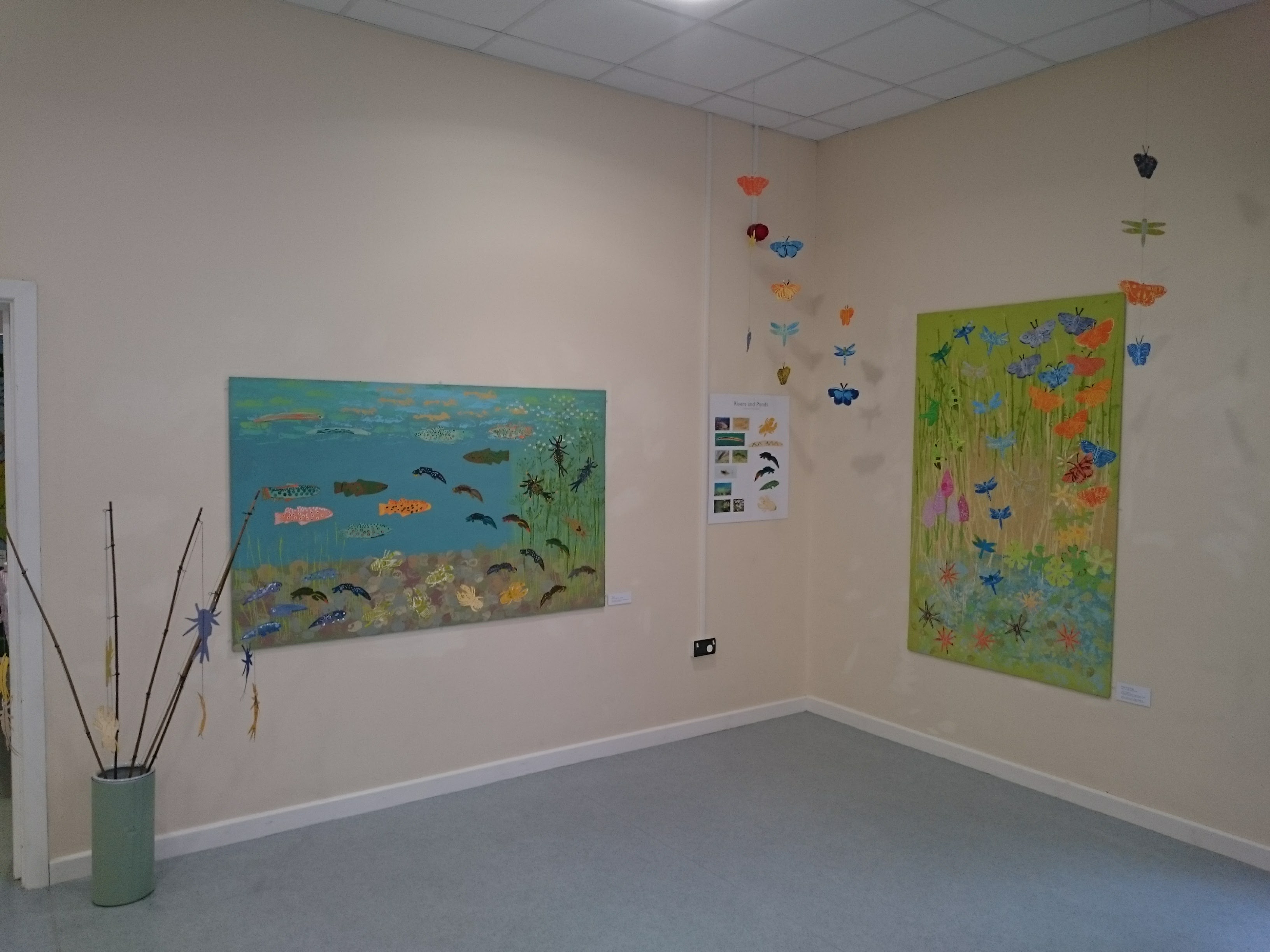 Colourful collage artwork created by children. Inspired by natural habitats