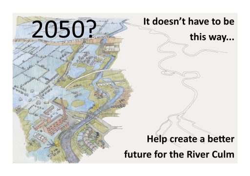 A flood plain on one side of the image, blank on the other side of the image to allow imaginations to fill the gaps