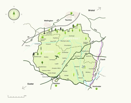 Blackdown Hills AONB map