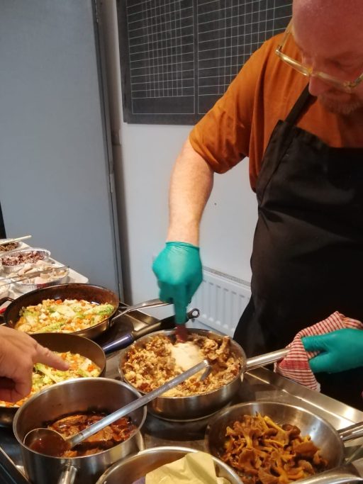 Andrew Long, chef at Sidmouth Arms prepares mushroom dishes