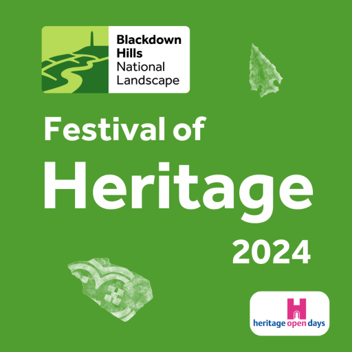 Festival of Heritage 2024. Blackdown Hills National Landscape. Heritage Open Days logo