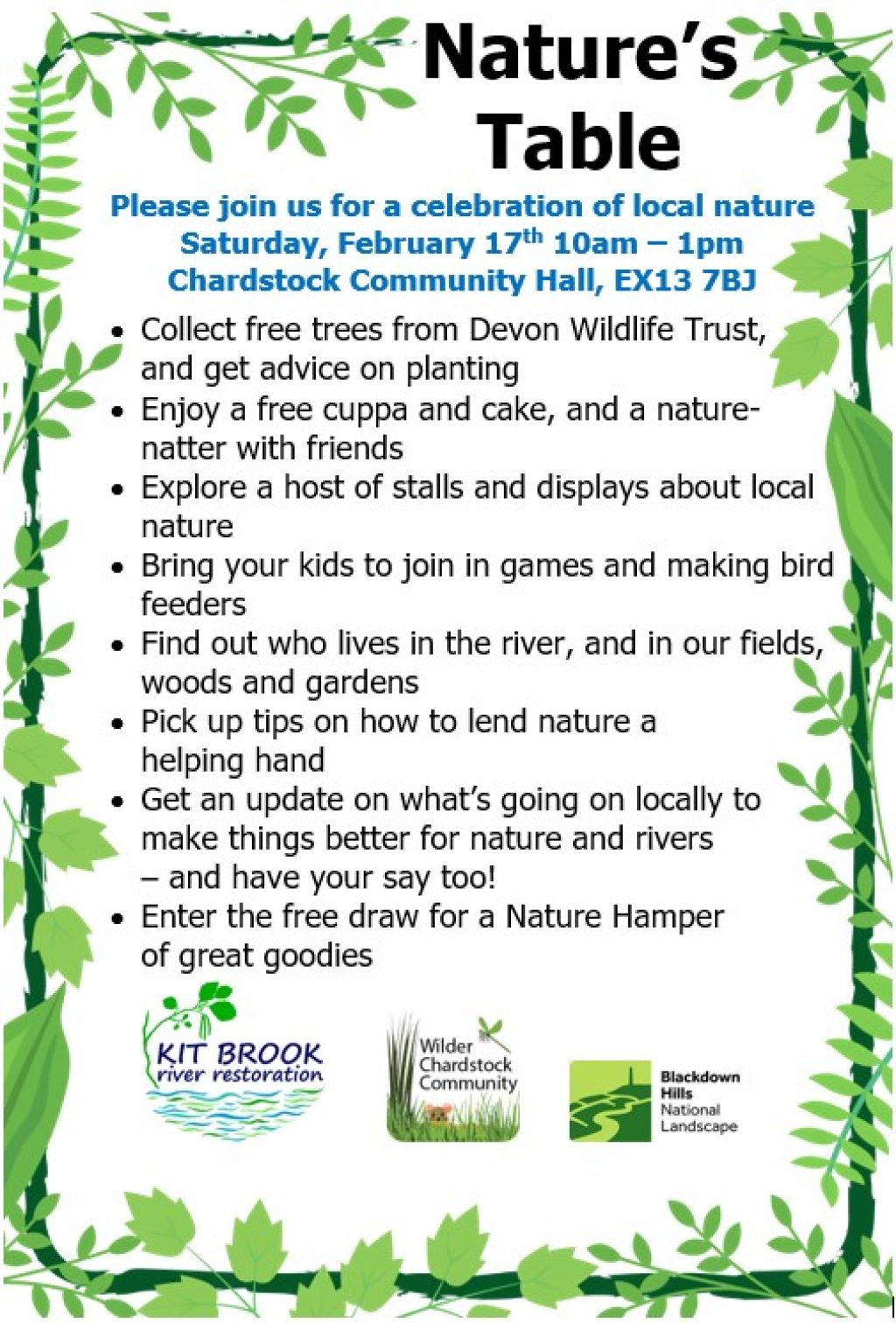Poster advertising Nature's Table event