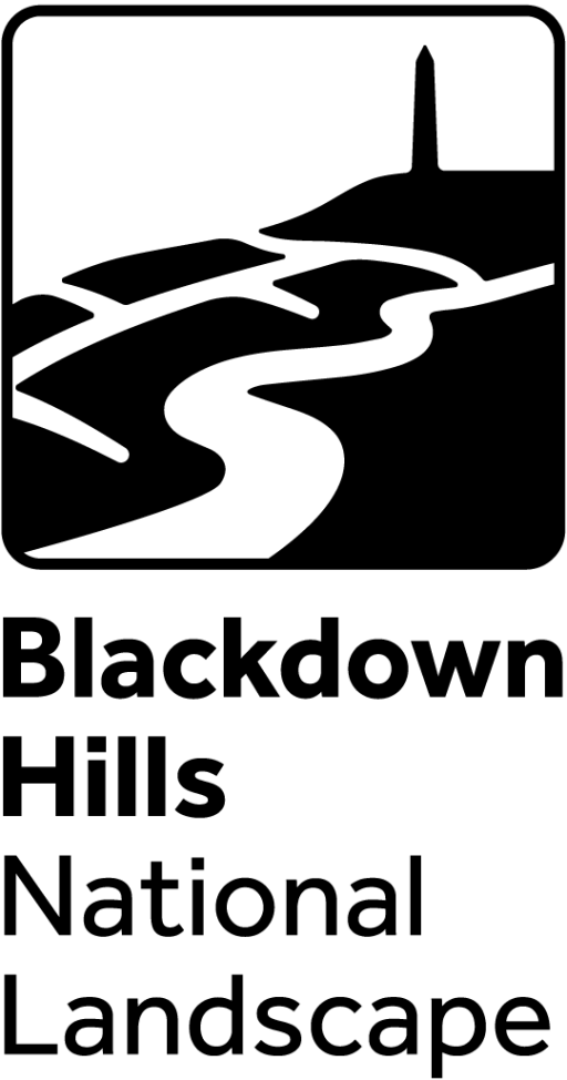 black and white Blackdown Hills National Landscape logo