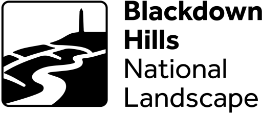 black and white Blackdown Hills National Landscape logo